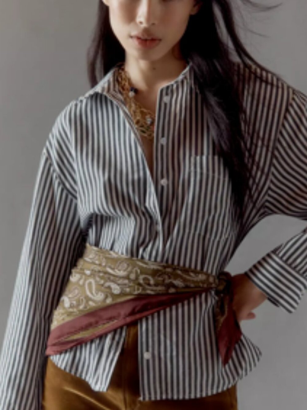NWT Shrunken Bennett Button Down Shirt By Maeve - Picture 11 of 15